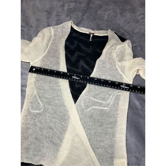Free People Cardigan Sweater Womens Size XS Cream Knit Open Front Wool Blend - Picture 6 of 9